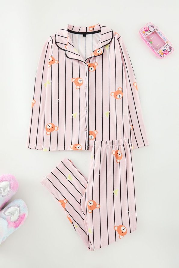 Trendyolmilla Kids Powder Pink Animal Print Pajama Set