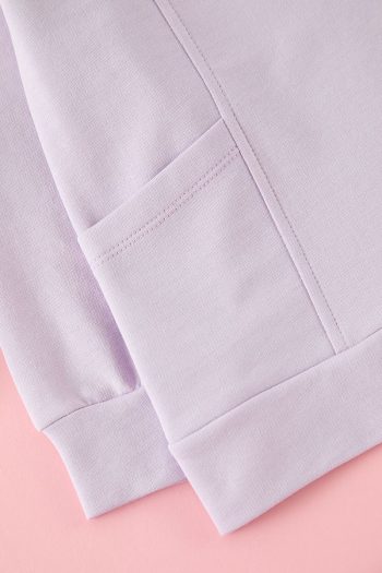 Trendyolmilla Kids Lilac Flower Pattern Cotton Polo Neck Knit Sweatshirt