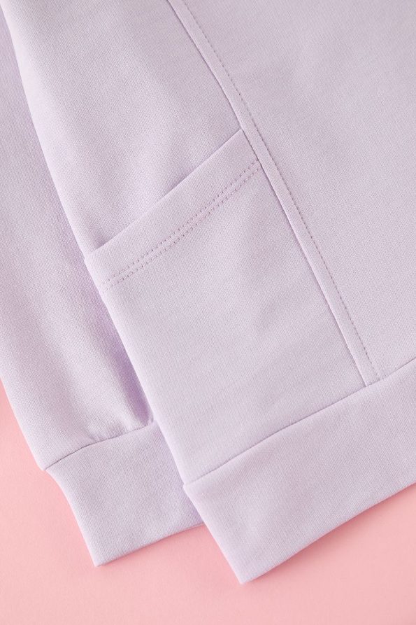 Trendyolmilla Kids Lilac Flower Pattern Cotton Polo Neck Knit Sweatshirt