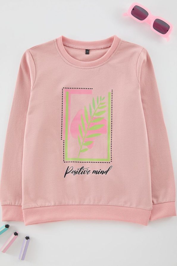 Trendyolmilla Kids Pink Printed Knit Sweatshirt