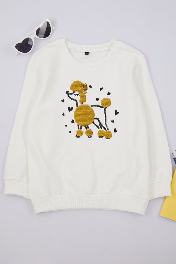 Trendyolmilla Kids Cream Printed Cotton Sweatshirt for Girls