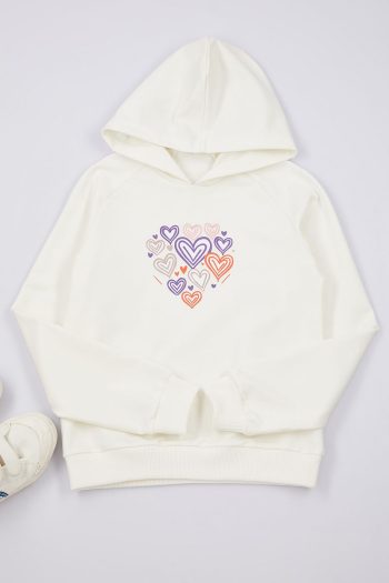 Trendyolmilla Kids Cream Heart Patterned Hooded Sweatshirt