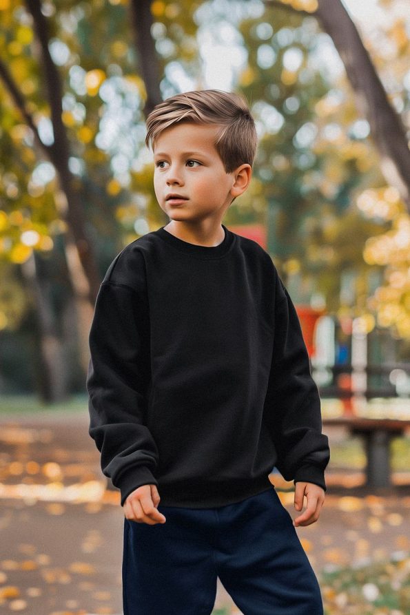 Trendyolmilla Kids Black Unisex Basic Knit Sweatshirt
