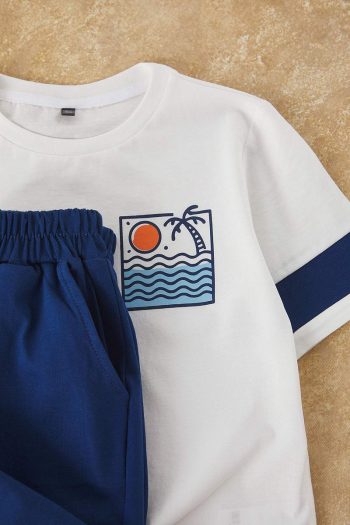 Trendyolmilla Kids Cream Cotton Printed Short Sleeve Set