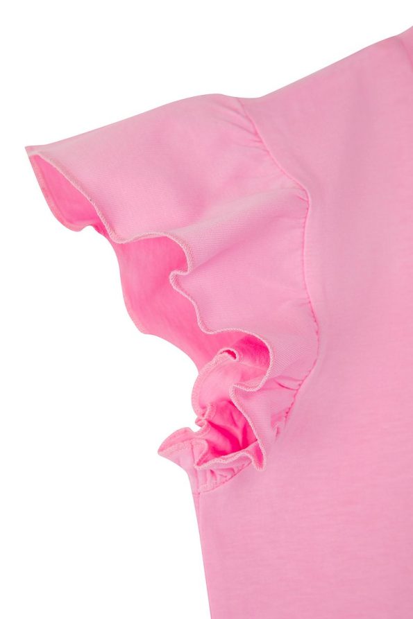 Trendyolmilla Kids Dark Pink-Purple Ruffled Short Sleeve Knit T-Shirt