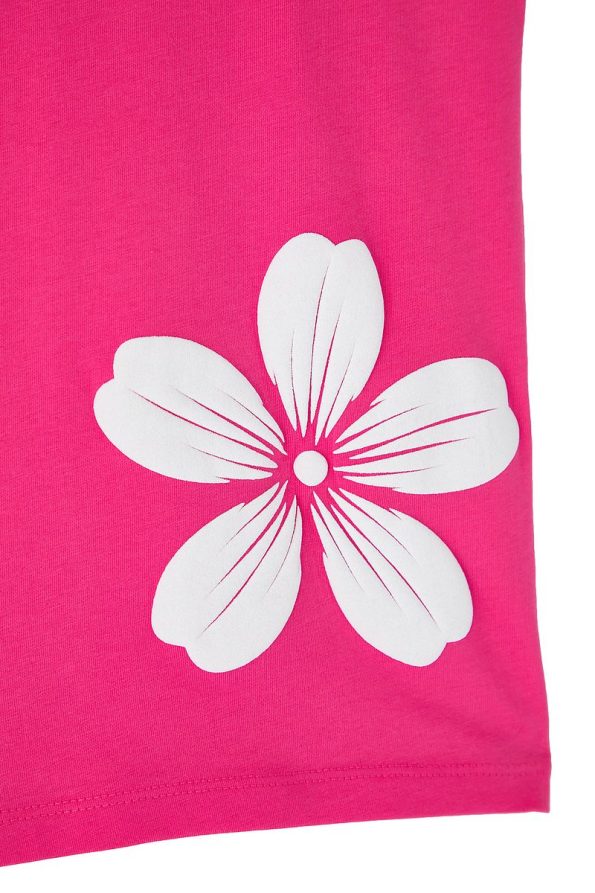Trendyolmilla Kids Fuchsia-Ivory 2-Piece Girls' Cotton Floral Short Sleeve T-Shirt