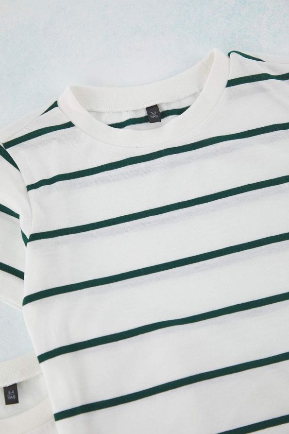 Trendyolmilla Kids Mint and Cream Striped Short Sleeve T-Shirt for Boys