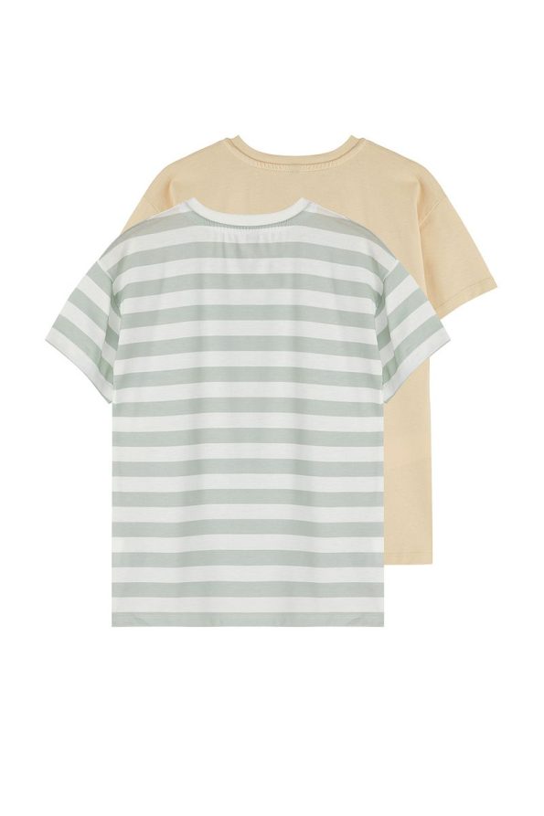 Trendyolmilla Kids Stone-Mint 2-Pack Boys Basic Oversized Short Sleeve T-Shirt