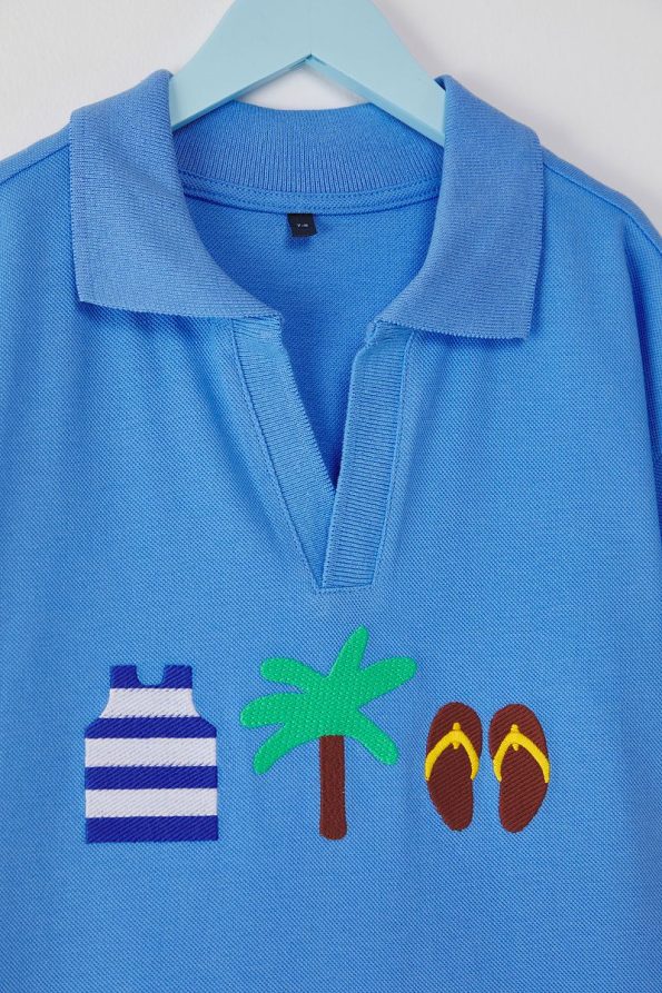 Trendyolmilla Kids Baby Blue Boys' 100% Cotton Printed Polo Neck Knit T-Shirt