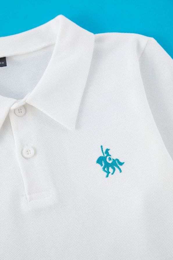 Trendyolmilla Kids Cream Boys' 100% Cotton Embroidered Polo Collar Short Sleeve T-Shirt