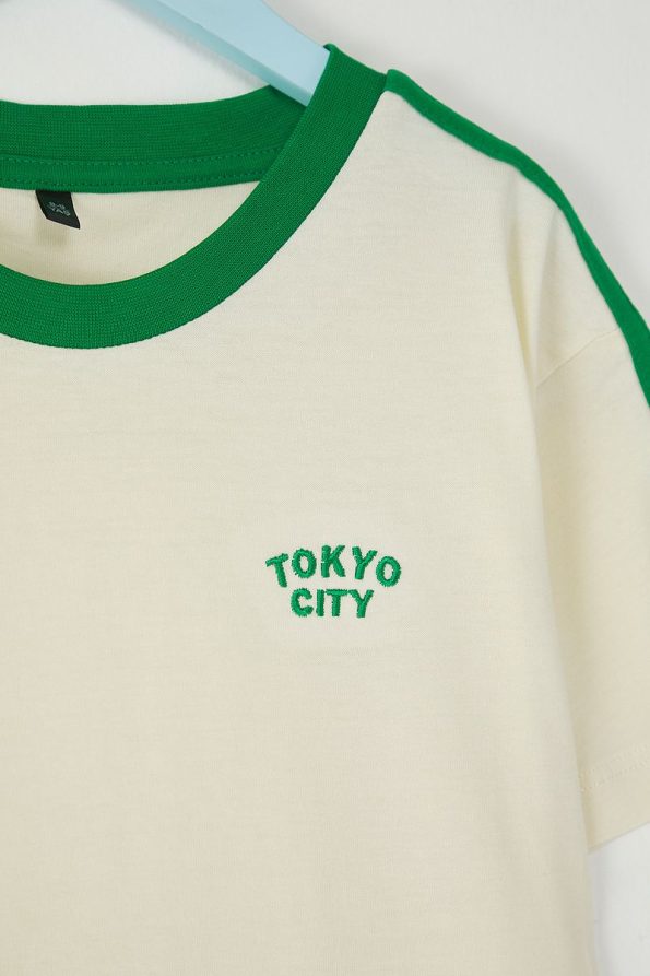 Trendyolmilla Kids Green Boys' 100% Cotton Slogan Embroidered Short Sleeve T-Shirt