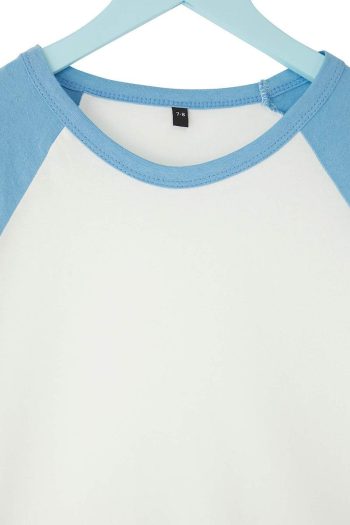 Trendyolmilla Kids Cream-Blue 2-Piece Boys' 100% Cotton Color Block Short Sleeve T-Shirt