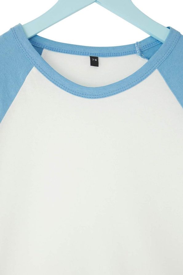 Trendyolmilla Kids Cream-Blue 2-Piece Boys' 100% Cotton Color Block Short Sleeve T-Shirt
