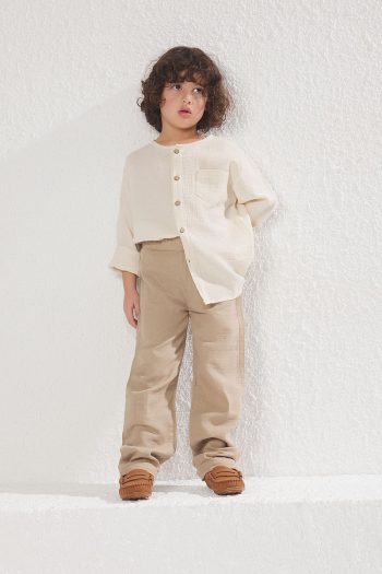 Trendyolmilla Kids Beige Boys' 100% Cotton Balloon Fit Elastic Waist Trousers