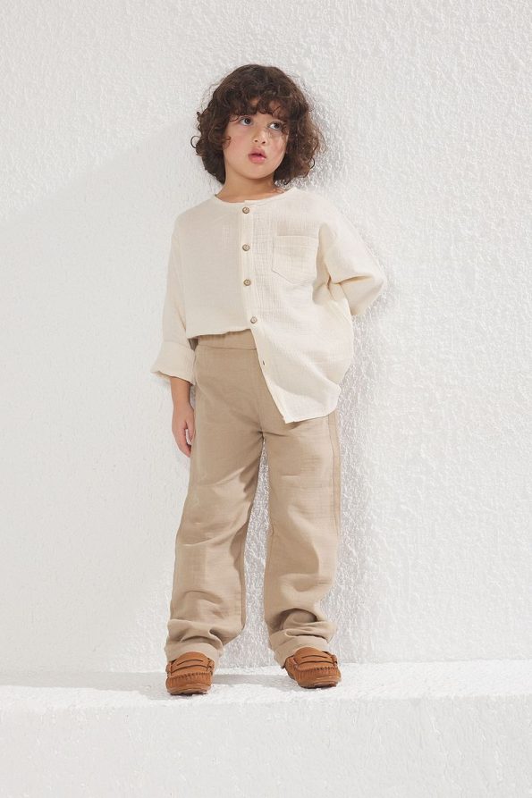 Trendyolmilla Kids Beige Boys' 100% Cotton Balloon Fit Elastic Waist Trousers