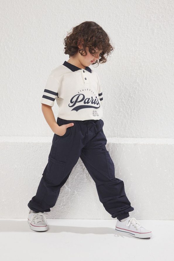 Trendyolmilla Kids Navy Blue Boys Cotton Pocket Detail Elastic Denim Pants
