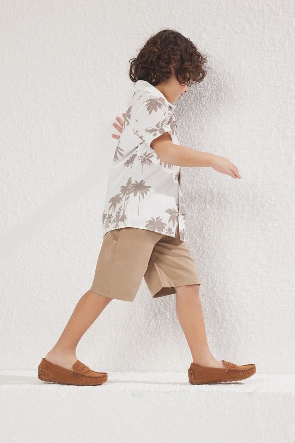 Trendyolmilla Kids Beige Cotton Printed Shirt and Shorts Set