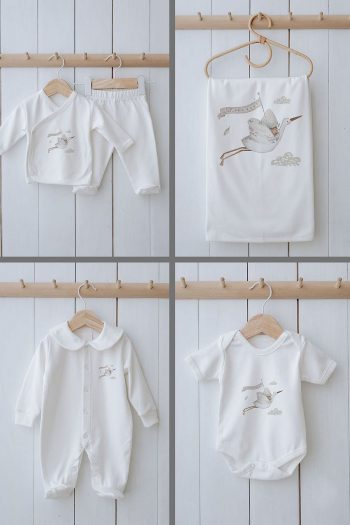 Tuğba Swan Organic 11-Piece Hospital Set - Royal Series - Welcome Baby Stork