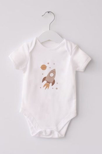 Lilabio 100% Organic Cotton 3-Pack Printed Short Sleeve Baby Bodysuit Bear