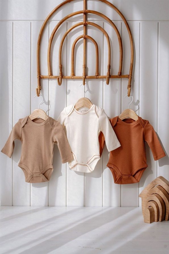 Lilabio 3-Piece Unisex Baby Long Sleeve Cotton Bodysuit Set