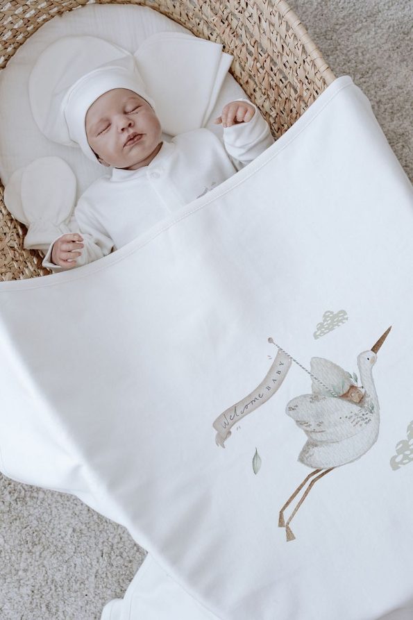 Tuğba Swan Organic 11-Piece Hospital Set - Royal Series - Welcome Baby Stork