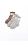 KARAMİLA Set of 3 Cotton Baby Socks / Striped Children's Socks