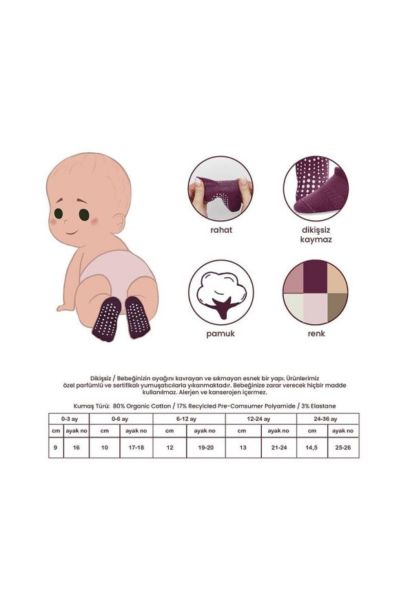 Bistyle Seamless Non-Slip Organic Baby Sneakers Socks