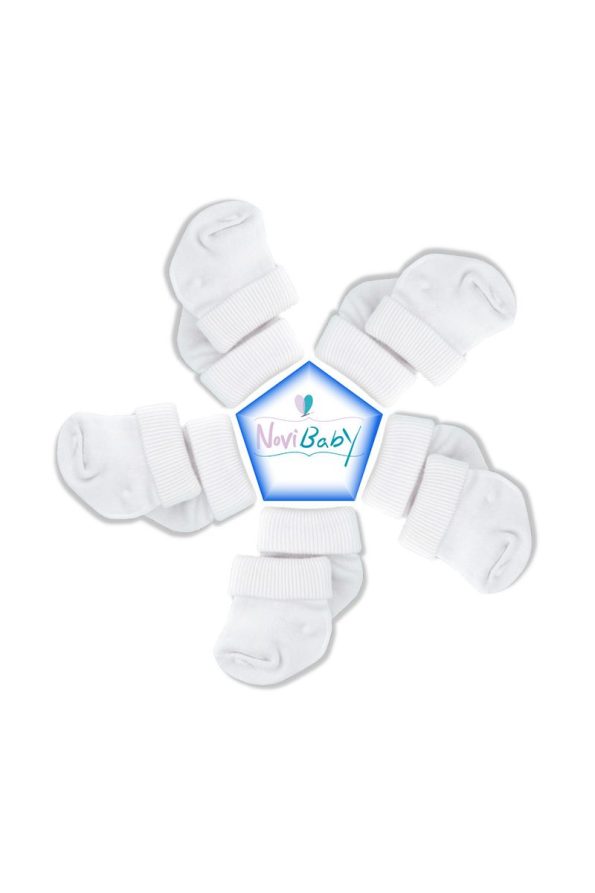 Novibaby 5-Pack Bamboo Newborn Socks in Snow White