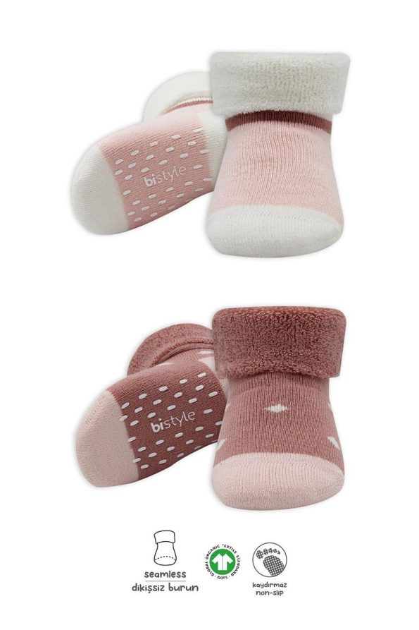 Bibaby Organic Polka Dot Non-Slip Baby Socks - Set of 2