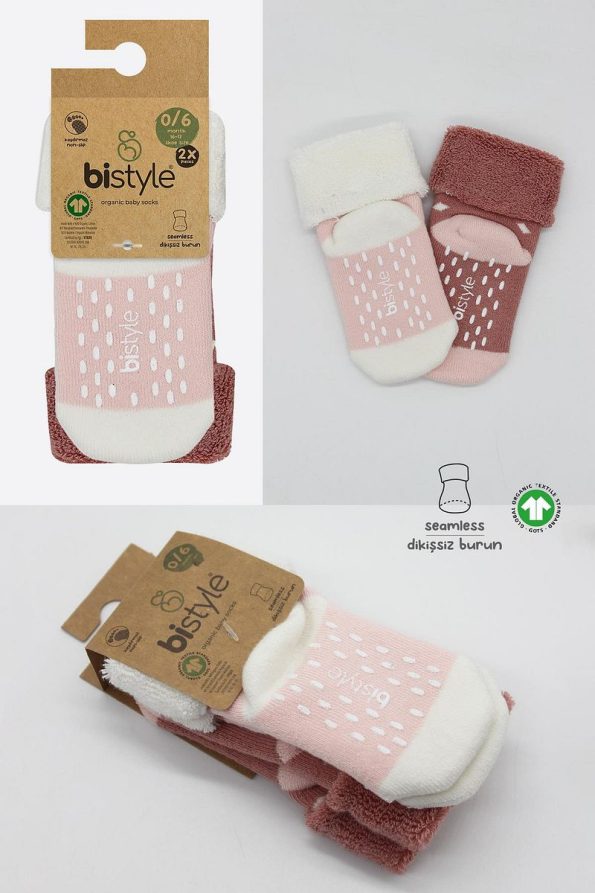 Bibaby Organic Polka Dot Non-Slip Baby Socks - Set of 2