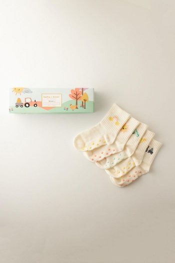 Katia & Bony Baby Farm Pattern 5-Piece Boxed Ankle Socks