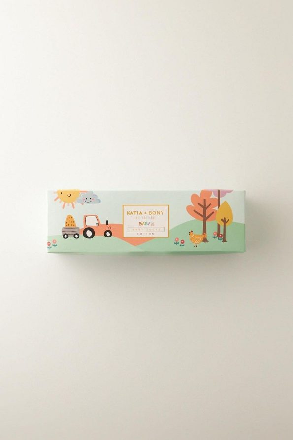 Katia & Bony Baby Farm Pattern 5-Piece Boxed Ankle Socks