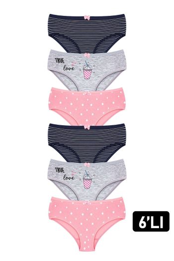 Öts Girls' 6-Pack Printed Cotton Stretch Briefs