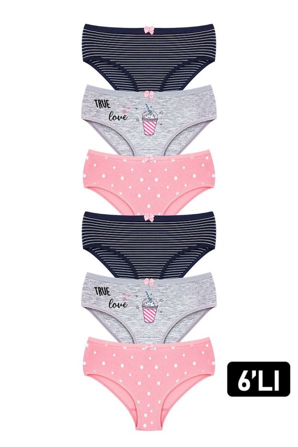 Öts Girls' 6-Pack Printed Cotton Stretch Briefs