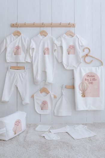 Tuğba Swan Organic 11-Piece Hospital Set - For Baby - Pink Balloon Bear