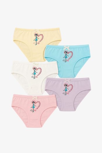 Katia & Bony Girls' 5-Pack Heart Print Panties Multi-Color