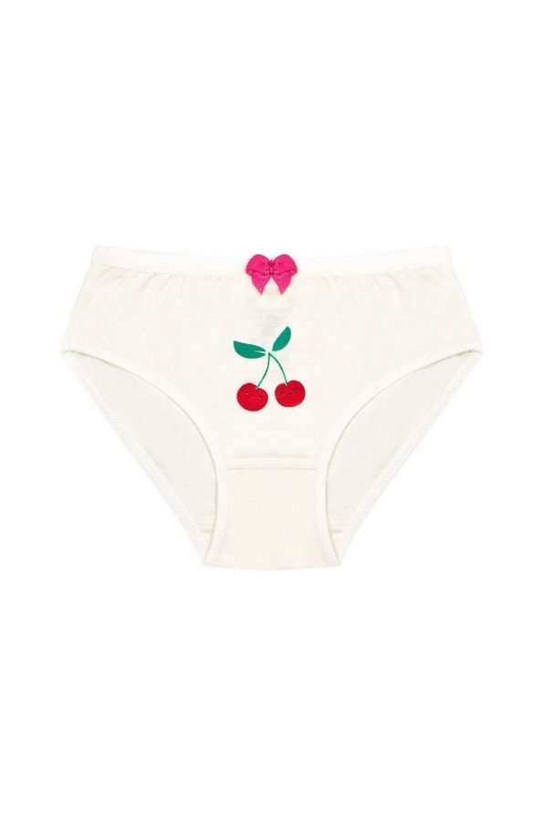Öts Girls' Pack of 3 Cotton Stretch Cherry Print Bow Slip Underwear