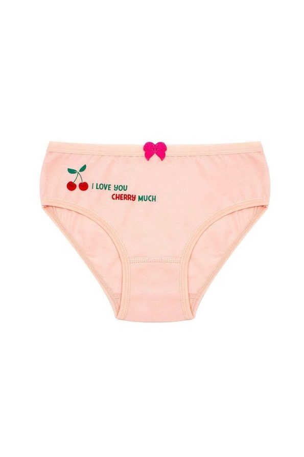 Öts Girls' Pack of 3 Cotton Stretch Cherry Print Bow Slip Underwear