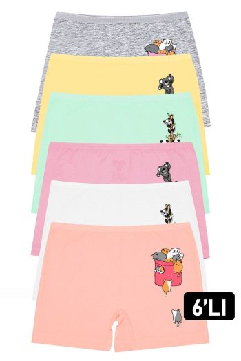 Öts Girls' 6-Pack Colorful Printed Stretch Boxers