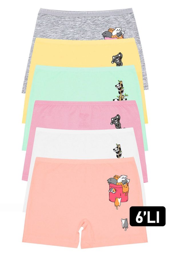 Öts Girls' 6-Pack Colorful Printed Stretch Boxers