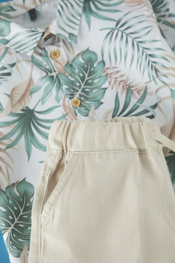 Trendyolmilla Kids Green Cotton Tropical Print Short Set