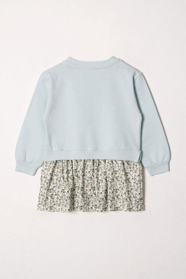 Zepkids Bicycle Neck Long Sleeve Rabbit Print Skirted Mint Sweat Set for Girls