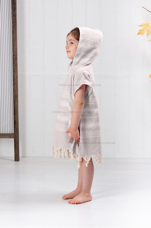 Formeya Children's Robe Poncho 100% Cotton Beach Towel Brown