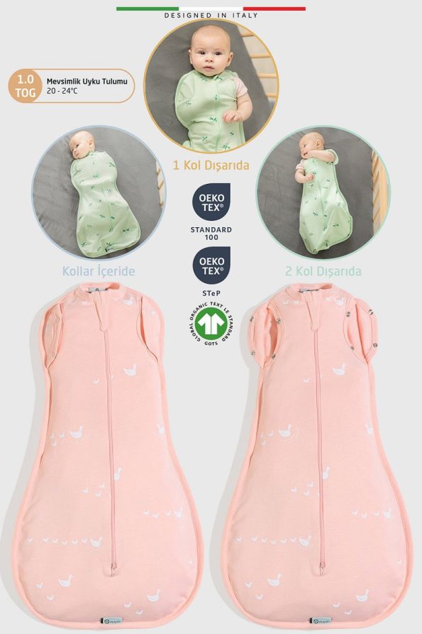 EleleLife Baby Swaddle Sleep Bag 1 Tog Powder Duck