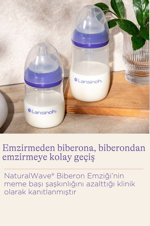 LANSINOH 2 X 160 ml Baby Bottle and NaturalWave® Nipple (1 Month+)