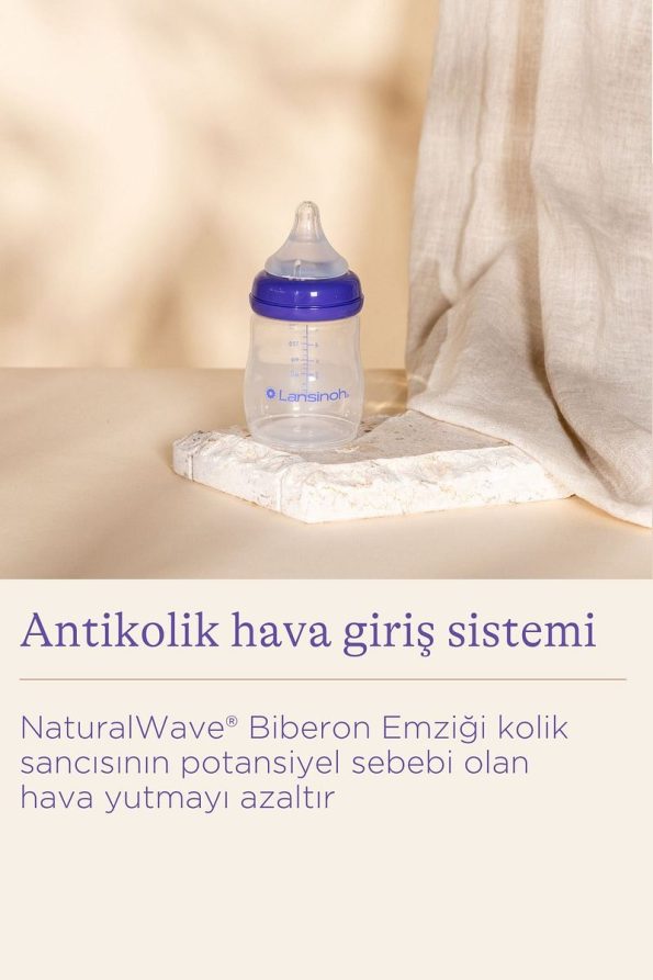 LANSINOH 2 X 160 ml Baby Bottle and NaturalWave® Nipple (1 Month+)