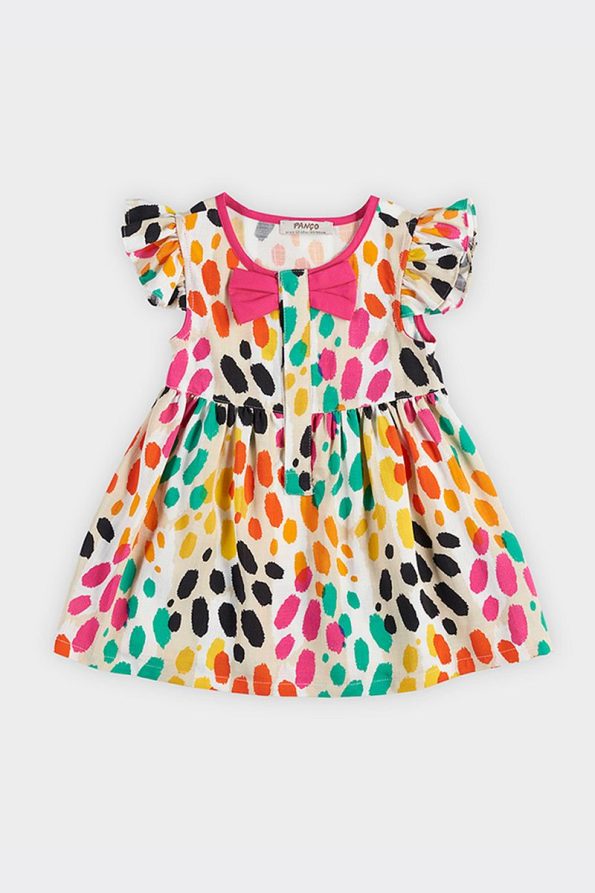 Beige Leopard Print Dress for Baby Girls