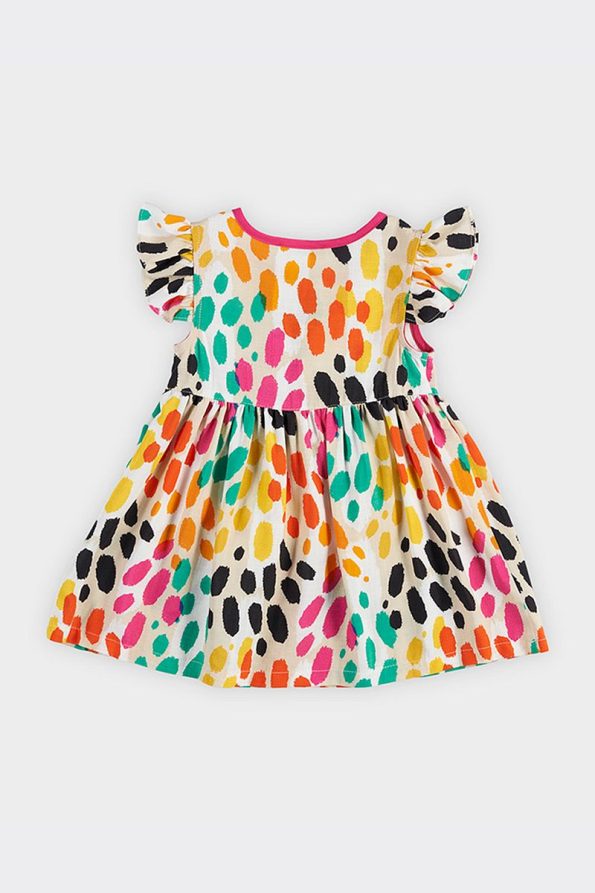Beige Leopard Print Dress for Baby Girls