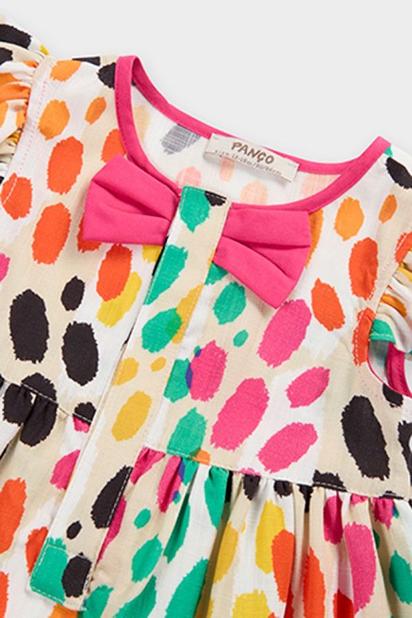 Beige Leopard Print Dress for Baby Girls