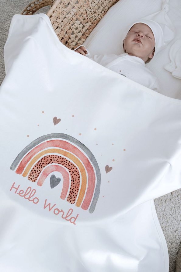 Tuğba Swan Organic 11-Piece Hospital Set - For Baby - Salmon Rainbow